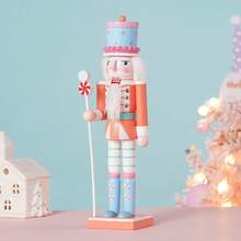 30厘米木制胡桃夹子士兵摆件，手工糖果系列雕像装饰品，适用于家居、办公室、圣诞礼物、节日装饰 - 彩色 - 查看 11