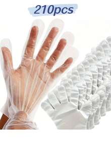 140/210pcs Disposable Gloves, One-Time Cleaning Gloves, Household Kitchen Dishwashing Gloves, Disposable PE Gloves, Waterproof Plastic Gloves, Party Gloves, For Living Room, Bathroom, Car, Patio, Pet Supplies, Salon, Hair Dye, Catering Service, Kitchen, Restaurant Cleaning, Beauty Salon, Household Tools