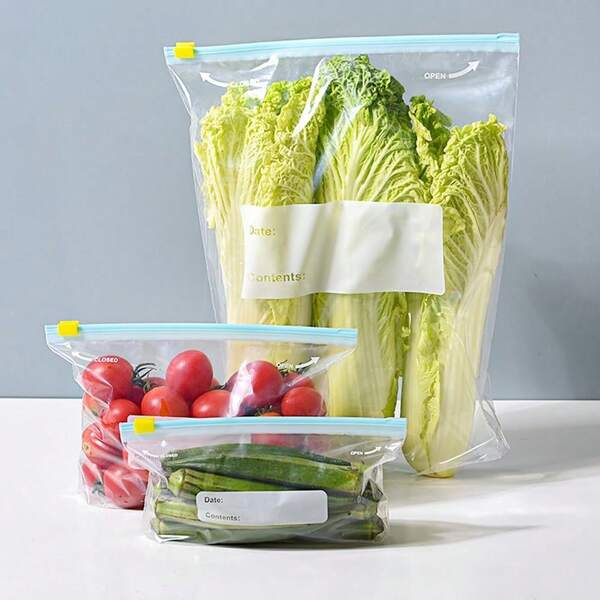 10/15/20/45pcs LDQ Heavy Duty Reusable Ziplock Food Storage Bags - Thick Plastic Freezer Kitchen Organizer Bags, 3 Sizes, For Fruits, Vegetables, Meats, Pantry & Fridge (Clear Durable), Airtight Food Containers, Glass Food Storage Containers, Small With Lids