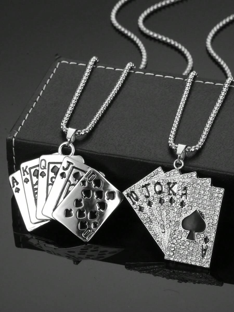 1pc Personalized Playing Card Versatile Necklace, Black Playing Card Necklace, Unique Interesting Necklace, Holiday Gift Necklace, Couples Necklace, Suitable For Parties, Daily Wear And Party Themes