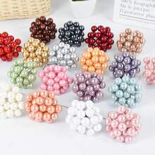 50 piezas de bayas miniatura con brillo, frutas falsas de plástico con perlas pequeñas, estambres de flores para decorar cajas de regalo, coronas navideñas y talla grande