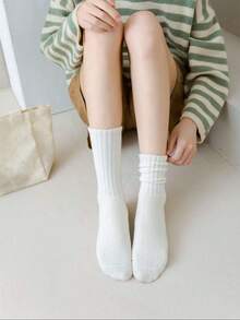 6 Pairs/Set Solid Color Sports Socks For Daily Wear - Multicolor - View 8