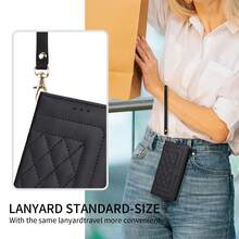 奢华钱包时尚双扣小香风带卡槽相框支架功能磁力翻盖 PU 人造皮革外壳兼容三星 Galaxy ForiPhone，兼容小米 Redmi 兼容华为 OPPO 软硅胶带手带商务防震保护套 - 黑色 - 查看 10