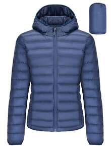CAMEL CROWN Women's Packable Down Jacket, Ultra-Light Warm Waterproof Coat - Wall Blue - View 1