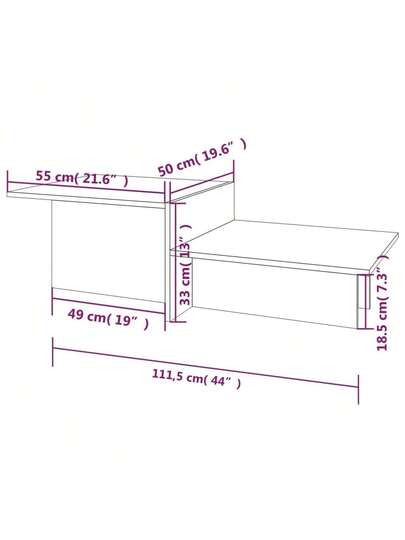 VidaXL Coffee Tafel 111.5x50x33 Cm Processed Wood Grijs Sonoma Oak view 2