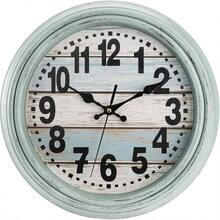 - Reloj de pared rstico de 12 pulgadas, silencioso, sin marcas de cuarzo, funciona con pilas, decoracin de pared de estilo rstico para cocina, sala de estar, hogar, oficina, escuela, nmeros - verde - Ver 2