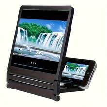 3D HD Mobile Phone Screen Magnifier Made Of PVC Material, Eye Protection Universal Smartphone Magnifying Glass, With Bracket For Shower And Wall Installation Compatible With IPhone, Android Phone, Gift For Birthday, Family, Friends For Movies, Videos And Gaming Gifts Birthday Movies Videos Gaming Amplifier Screen Extender - Black - View 2