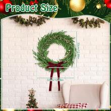 de pino Norfolk de Navidad, de Navidad realista para puerta delantera con hojas doradas y lazos de terciopelo rojo clásico, coronas de cedro de invierno de 13.pulgadas para ventanas de - Verde - Ver 6