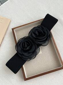 1pc Women's Sweet Elegant Floral Rose Elastic Waist Belt