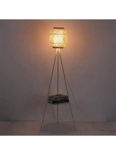 Alpinaluz Aluminum Tripod Vloer Lamp Bamboo Wicker Shade Diff Tray Tafel Living Room Bedroom E27 view 4