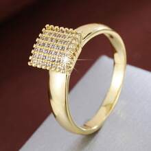1pc Fashionable Geometric Square Design Cubic Zirconia Women Ring, Casual Gift - Multicolor - View 13
