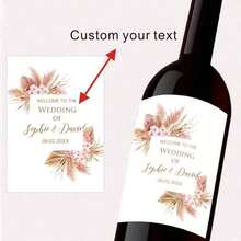 1/3/5pcs Customized Reed Grass Pattern Wine Bottle Packaging Stickers, Customized Labels, Can Print Any Text, Suitable For Various Occasions, Personalized Birthday Labels, Fashionable, Colorful, Cute, Charming, Minimalist, Holiday, Christmas Gift, Christmas Decoration, Personalized Gift - Multicolor - View 18