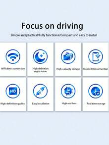 Cámara de salpicadero con función de visión nocturna WiFi, conexión WiFi intuitiva y conveniente con teléfono móvil, rotación de 360°, alimentada por USB, cámara de salpicadero de alta definición - Negro - Ver 11