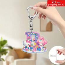 Sanrio Impresión plana 2D, 1 llavero acrílico de Sanrio, 26 letras del alfabeto en inglés de Melody y Hello Kitty, colgante con inicial de nombre, colgante de bolso lindo, llavero de pareja, llavero de coche, adecuado para Navidad, Acción de Gracias, decoración del Día de San Valentín, regalo de carnaval, regalo de Navidad Impresión plana 2D