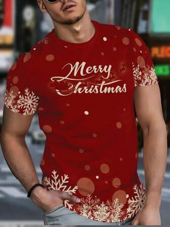 3D Printed Men's Short Sleeved Christmas And New Year Party Holiday Casual Fashion T-Shirt