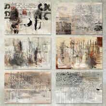 36 张 A5（北欧艺术抽象英语背景）剪贴簿纸，适用于子弹日记、拼贴画、卡片、剪贴簿和工艺品 - 黑色 - 查看 3