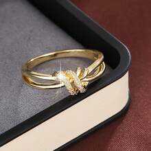 1pc Creative Line Wrapped Design Cubic Zirconia Inlaid Fashion Ring For Women - Multicolor - View 7