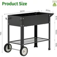 Raised Planter Box With Wheels Outdoor Elevated Raised Garden Bed On Wheels Mobile Planter Cart With Storage Shelf Vegetables, Flowers, Herbs Planting