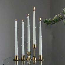 2pcs/Box Pearl Candles, Suitable For Party Decoration, Holiday Decoration, Home Decoration, Romantic Candlelight Dinner, Birthday Candles And More - Silver - View 4