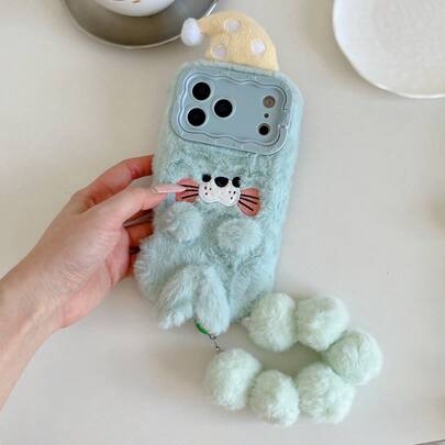 Nuevo y lindo estuche de teléfono de peluche con sombrero de Navidad de foca compatible con iPhone 17 Pro Max/17 Pro/17, 16 Pro Max/16 Pro/16, 15 Pro Max/15 Pro/15, 14 Pro Max/14 Pro/14, 13 Pro Max/13 Pro, 11, 12 con diseño simple de dibujos animados para mujeres