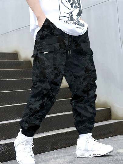 1 pieza Pantalones cargo de camuflaje con múltiples bolsillos para hombres, pantalones sueltos y casuales para uso al aire libre, deportes, trayecto, entrenamiento, senderismo, trotar, fitness, uso diario, longitud hasta el tobillo