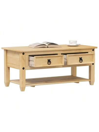 VidaXL Corona Coffee Tafel Drawers, 100x48x45 Cm, Solid Pine