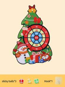 Christmas Parent-Child Game Set, Christmas Tree/Santa Claus Target Ball 2 Options, 3-12 Years Old Hand-Eye Coordination Training Tool, Family Christmas Party Interactive Competition, Christmas Gift Box (Includes 1 Hook + 3 Sticky Balls) - Multicolor - View 13