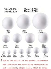 1pc Large White Foam Ball, Solid Polystyrene Sphere, Handmade DIY Decorative Ball, Suitable For Birthday, Wedding Decor, Garden Decoration, DIY Crafts And Holiday Party Celebrations - Smooth, Christmas Art Supplies, New Year, Valentine''s Day Decoration - White - View 6