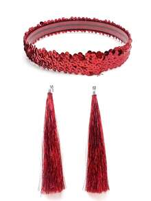 1 Bộ phụ kiện phong cách disco chic retro thập niên 70/80 dành cho nữ - Băng đô đính sequin + Hoa tai tua rua, Phù hợp với phong cách disco retro, Giáng sinh, Halloween, Tiệc tùng, Lễ hội âm nhạc, Trang phục bạn bè kết hợp bắt mắt cho tiệc tùng - Nhiều màu - Xem 20