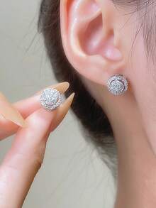 1 Pair Elegant Copper Zirconia Stone Devil's Eye Stud Earrings, Women's Earrings, Suitable For Daily, Party, Holiday Wear, Women's Jewelry