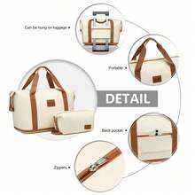 Lightweight Travel Luggage Set (ABS Hard Shell, 4-Wheel, TSA): 4-Piece/6-Piece – With Trolley (20"/24"/28"), Cosmetic Case & Bags - Màu be - Xem 8