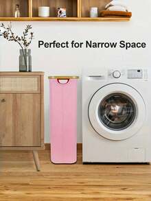 1pc Pink Laundry Basket With Lid, 75L/19.6Gal Foldable Dirty Clothes Basket, With Bamboo Handles And Removable Laundry Bag, Easter Basket, Bathroom, Bedroom, Laundry Room Storage Bin, Collapsible Laundry Hamper - Multicolor - View 8