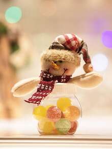 1 Stück Weihnachts-Süßigkeitenglas mit Schneemann, Weihnachtsmann und Elch-Deckel, durchsichtiger Kunststoff Weihnachts-Kekse-Schokolade Behälter, Weihnachts-Snack-Lebensmittelbehälter, kann als Geschenk, Partyfavoritenoder Tischdekoration für Zuhause verwendet werden