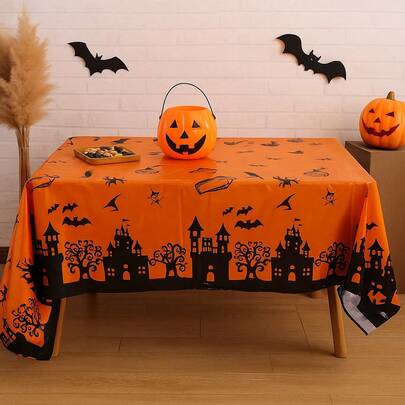 Tovaglia impermeabile per Ognissanti, tovaglia rettangolare monouso in plastica per decorazione festa di Ognissanti, 54 x 73 pollici