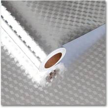 1 rollo de papel tapiz autoadhesivo con patrón plateado, vinilo desprendible resistente a altas temperaturas, pegatina de papel de aluminio para cocina, fácil de limpiar, con líneas rectas a juego, adecuado para gabinetes, estufas y encimeras, en estilos de formas y rayas de 15.7inX39.3/118.1/196.8in, papel tapiz, pegatinas de pared, decoración de pared, decoración de habitación, pegatinas de papel tapiz, decoración de pared, decoración de dormitorio, decoración de cocina, decoración del hogar