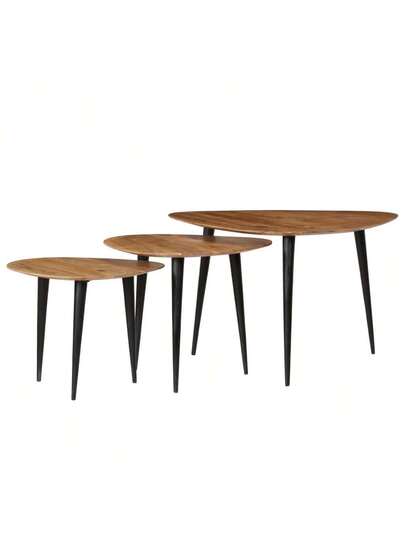 VidaXL Piece Coffee Tafel Set Solid Acacia Wood view 3