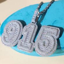 Customized Geometric Cubic Zirconia Letter Pendant, Brass Cubic Oxidized Cubic Pendant, Hip Hop Style, Personalized Couple Necklace, Comes With 50cm Braided Chain