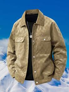 Men's Versatile Casual Plaid Jacket With Button Closure & Multiple Pockets For Spring And Autumn - Outdoor-Style Outerwear - Khaki - View 1