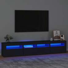 vidaXL Mobile TV con luci a LED, nero, 210x35x40 cm