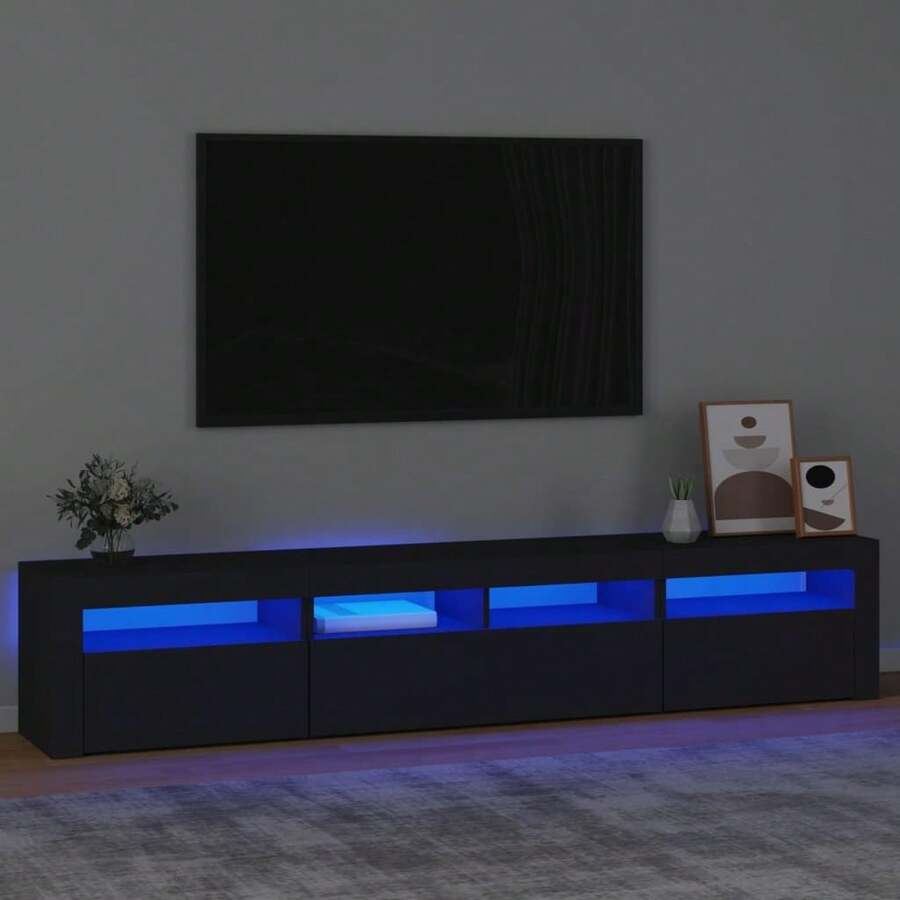 vidaXL Mobile TV con luci a LED, nero, 210x35x40 cm