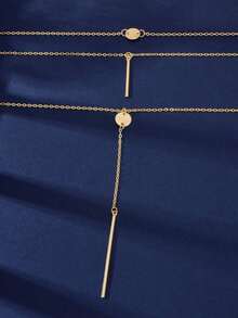 1pc Fashionable Multi-Layer Chains Long Necklace - Vàng - Xem 3