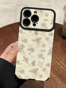 1 pieza Funda de teléfono con patrón floral de pantalla completa de cuero sintético de moda compatible con Samsung/compatible con iPhone 11, 12 Pro Max, 14 Pro Max, 15, 16/16 Pro, 17/17 Pro y otros modelos
