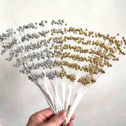 10 件/50 件，白色人造珍珠棒喷雾 4MM 人造珍珠串珠串，手工制作的花卉珠串，用于工艺花束装饰 DIY，家庭聚会婚礼花环桌花布置最佳礼物，婚礼装饰，家居装饰，房间装饰派对礼物新娘