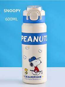1pc 600ML Snoopy Stainless Steel Vacuum Insulated Water Bottle, Large Capacity For Students, Outdoor Portable Tumbler Cup With Straw, Suitable For Men & Women - Multicolor - View 11