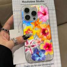 Pink Lily Elegant Flowers Collage Pattern Phone Case 16 15 14 13 12 11 Pro 16E XS X XR 8 Plus Shiny Cover