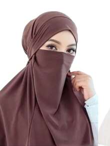 1pc Ready-To-Wear Instant Hijab With Tie - Black - View 12