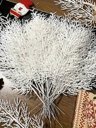 30根人造松枝，仿雪松绿植 - 灵活自然，适用于婚礼、卧室和起居空间 - 非常适合圣诞树装饰、圣诞节、感恩节、情人节、母亲节 - 无需电源或电池即可作为桌面装饰 - 冬季季节性装饰，适用于派对、婚礼、家居装饰