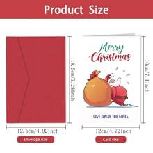 1PC Christmas Greeting Card With Envelope, Funny Merry Christmas Cards Happy Holiday Season's Gift Card Decor For Family Friends Colleagues Teachers Employees Bosses Or Anyone (Santa Claus) - one-size - View 2