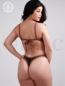 Two-Tone V-Shape Bikini – Beachwear 2026 - Black and Brown - View 3