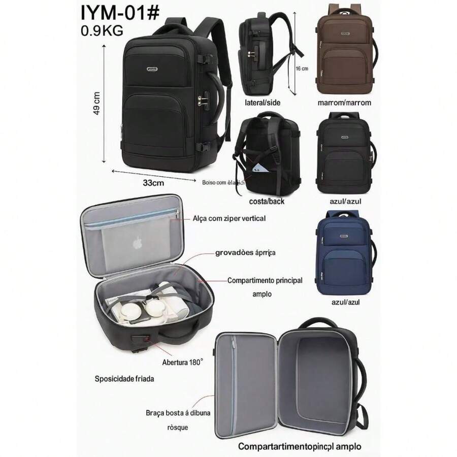 Multifunctional Backpack Travel Sports Notebook Business Waterproof Casual USB Waterproof 6612 - Xanh đậm - Xem 1